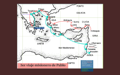 Mapa Del Recorrido Misionero De Pablo