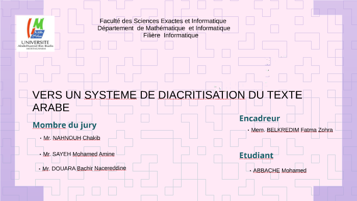 Vers Un Systeme De Diacritisation Du Texte Arabe By Imene - 