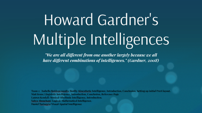 Howard Gardner's Multiple Intelligences by Matt Irons on Prezi