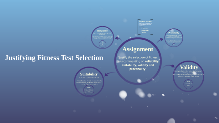 Justification Test Justifying Fitness Test Selection by on Prezi