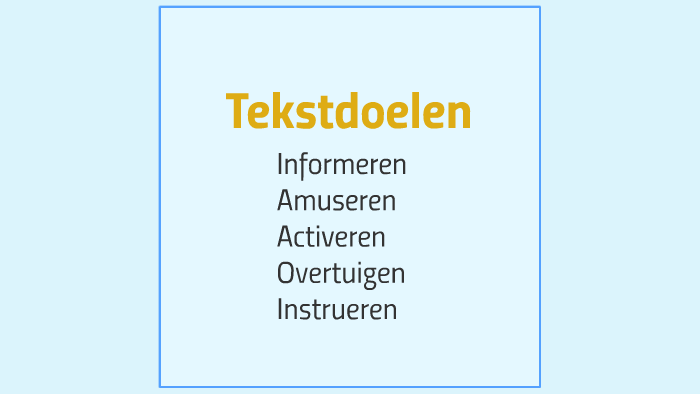 Tekstdoelen En Tekstsoorten By Mevrouw Lokken On Prezi