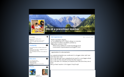 life of a preschool teacher by kendall mcclelland on Prezi