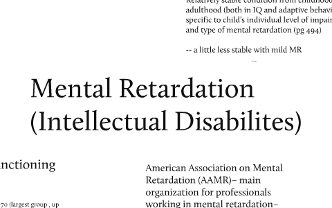 Mental Retardation Intellectual Disabilities By Angela Cin