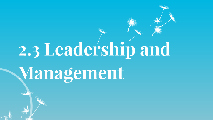 2.3 Leadership and Management by on Prezi