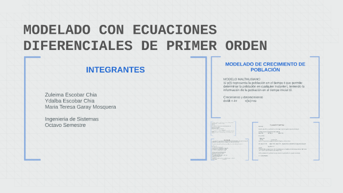 MODELADO CON ECUACIONES DIFERENCIALES DE PRIMER ORDEN by Maria Teresa Garay  Mosquera on Prezi Next