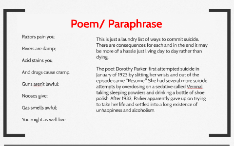 Resume By Dorothy Parker By Madelyn Robinson