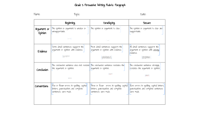 Persuasive Paragraph Rubric by Andrew Rockenstein on Prezi