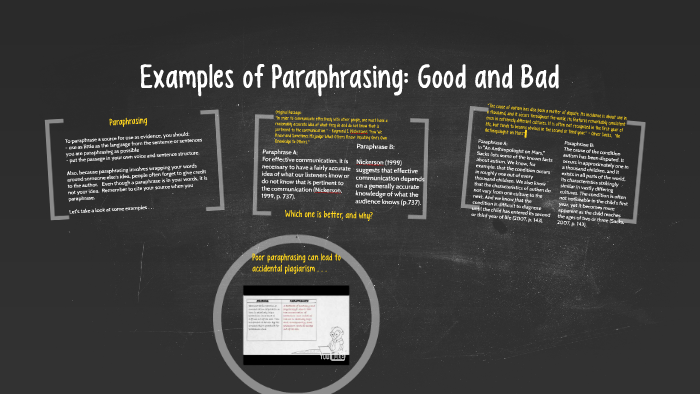 paraphrasing good and bad examples