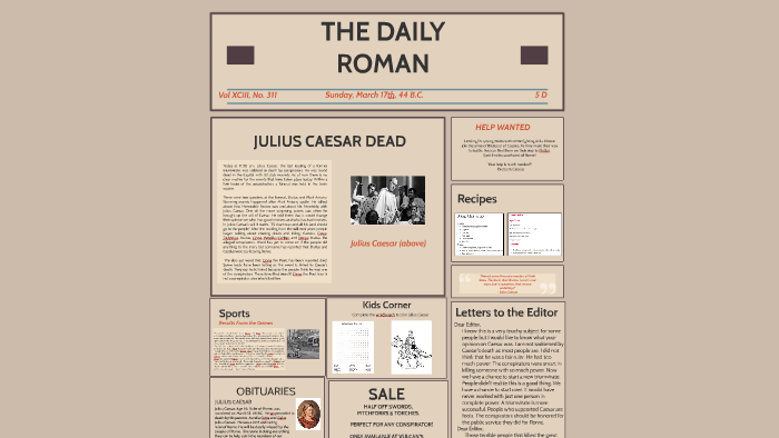 julius caesar newspaper article assignment