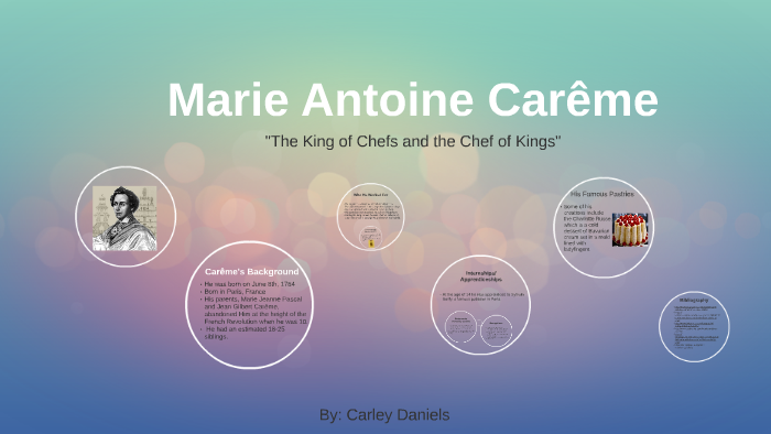 π Marie antoine careme contributions to culinary arts. Chef Adam Weiner