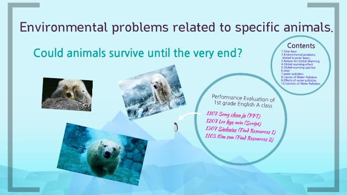 Environmental problems related to specific animals. by 찬주 송