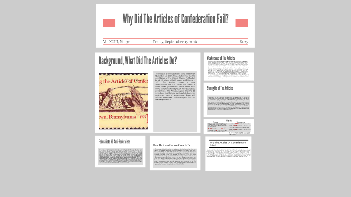 reasons why the articles of confederation failed