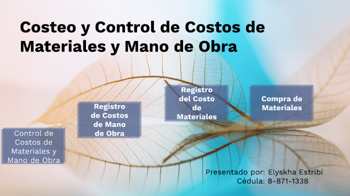 COSTEO Y CONTROL DE COSTOS DE MATERIALES Y MANO DE OBRA by Elyskha Del ...