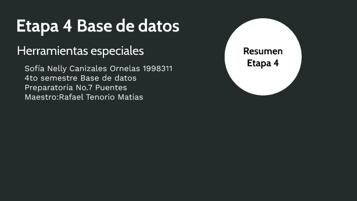 Presentación Etapa 4 Base de Datos by Sofía Ornelas on Prezi