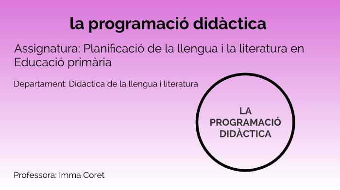 La programació didàctica by Imma Coret on Prezi Next