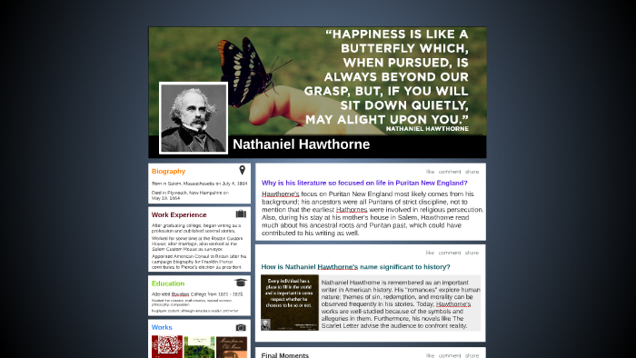 NATHANIEL HAWTHORNE by Elisa Lugnani on Prezi