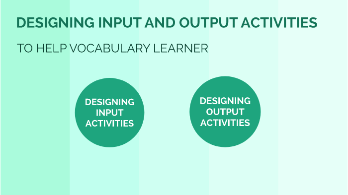 DESIGNING INPUT AND OUTPUT ACTIVITIES TO HELP VOCABULARY LEARNING by Vy ...