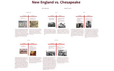 chesapeake colonies vs new england colonies
