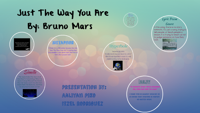 figurative language in just the way you are bruno mars