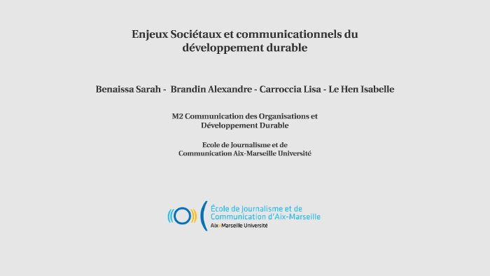 La communication et l'éducation au développement durable by Sarah Benaissa